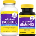 InnovixLabs Vitamin K2 & Probiotisk Bundle Fuld Spectrum Vitamin K2 (90 Softgel kapsler) Multi- Strain Probiotic (60 Time- Release kapsler). Understøtter knogler, immunforsvar og sund Gut. *