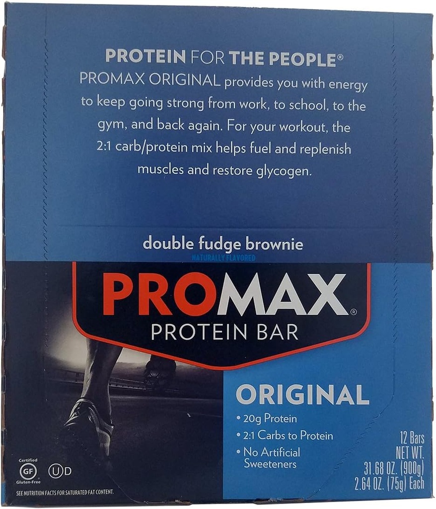 Promax Protein Bar Dobbelt Fudge Brownie - 12 - 2,64 oz (75 g) barer [31.68 oz (900 g)]