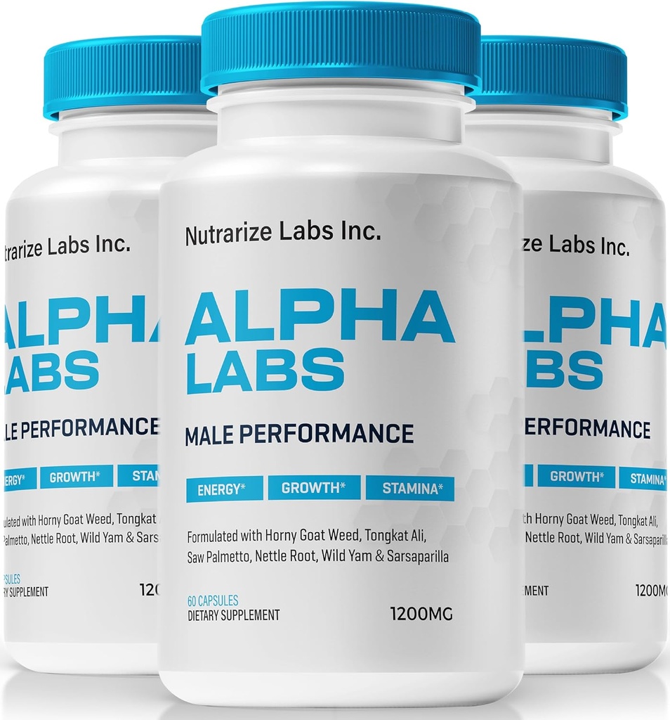 NutraRize (3 Pack) Alpha- Labs, Official Formel for Mænd og Muskelstøtte, All- Natural Mand Performance Pills to Sustain Stamina & Energy Nivels, Alfalabs ME Capsules Review (180 Kapsler)