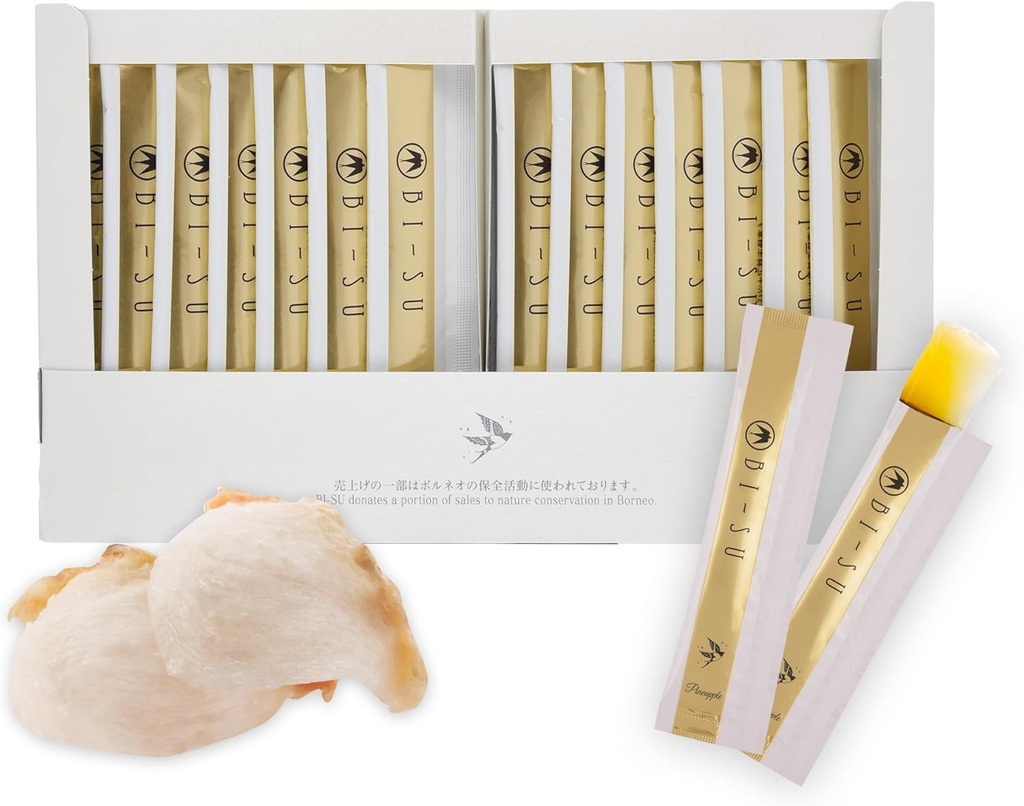 BI-SU Extract Jelly Stick | Natural Swiftlet Nests Extract, Collagen, Vitamin C, Japanese Skincare, Anti-Aging, Maintains Skin's Elasticity, Boosts Immune System, GI Health, Pineapple Flavor, 30 PCS