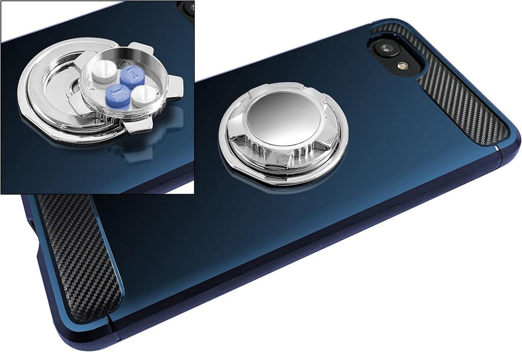 Medcenter Phone Stash Metal Pill Organizer til telefon, Bærbar Compact Pill Box, Phone Medication Case med Kick Stand til at holde piller & kosttilskud - Gave til mor, far, og ældre