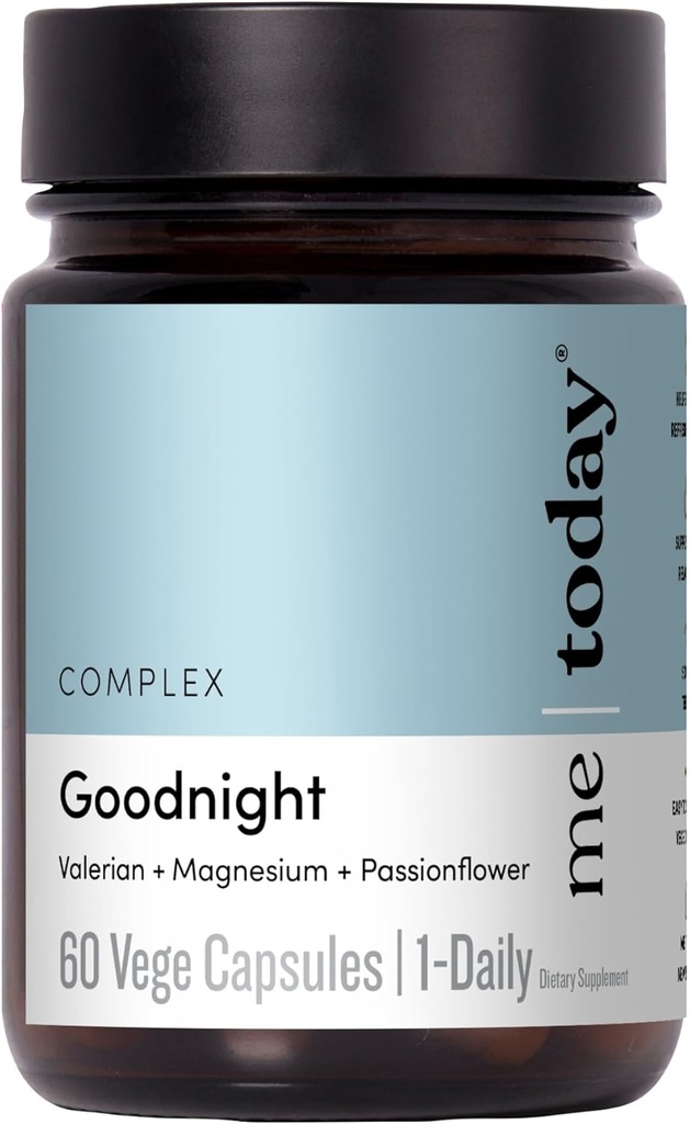 Me Today Night Magnesium Sleep Aid Supplement -Understøtter restaurativ søvn, ro og slaphed - Vegan Magnesium for muskelafslapning & Calmness - 60 Servere