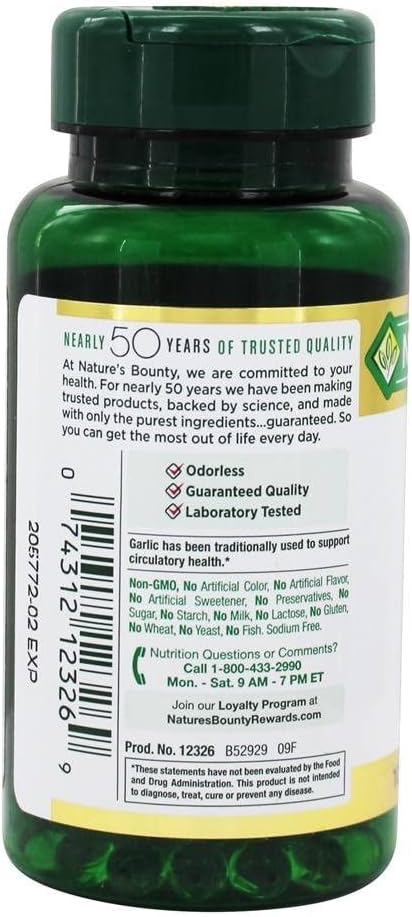 Nature 's Bounty hvidløg Extract 1000 mg, 100 Rapid Release Softels (pakke med 2)