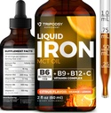 Flydende jerntilskud til kvinder og mænd - jerndråber med B6, B9, B12, C-vitamin til anæmi, blod builder, folat til røde blodceller og immunforsvar MCT Oil (2 FL OZ, Cirtruc)
