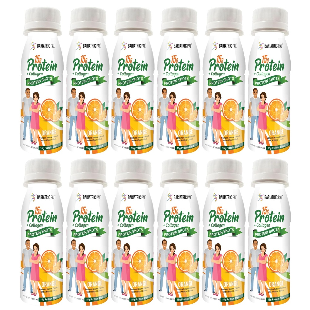 BariatricPal 15g Ready- to- Drink Whey Protein & Collagen Shots - Orange (12 flasker)
