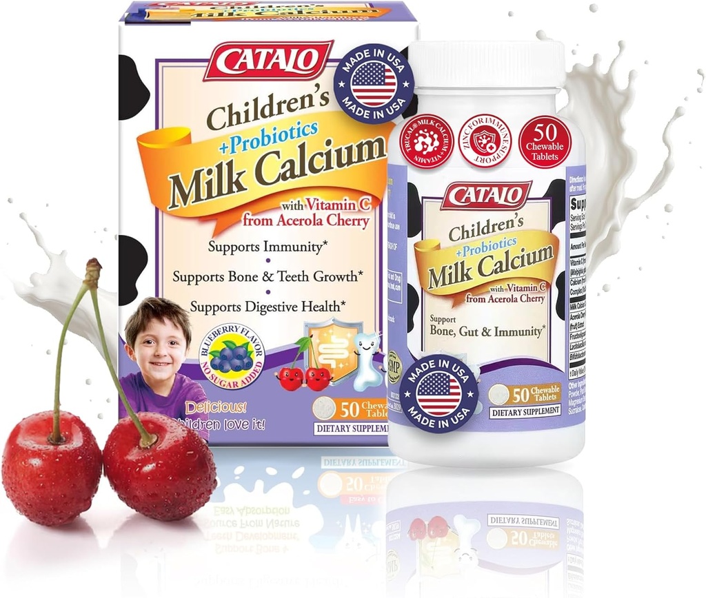 CATALO Toddler Formel Children 's Milk Calcium Formel tyggetabletter - Kids Vitamin & Multivitamin til Toddlers og Børn med Zink & Vitamin D3- 100 tyggetabletter