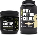 Nutrabio Creatin monohydrat, Unflavored, 150g og Whey Protein Isolate, Alpine Vanilla, Supplement Bundle - Muskelenergi, Lean muskelvækst, Inddrivelse, og styrke