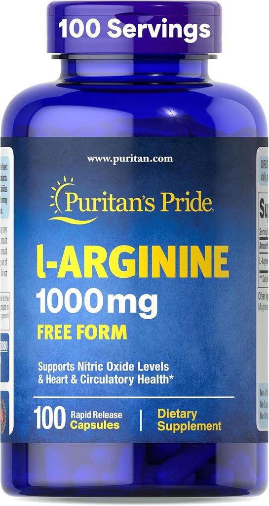 Puritans Pride L- arginin 1000 Mg kapsler, 100 Count, White, (4332490165)