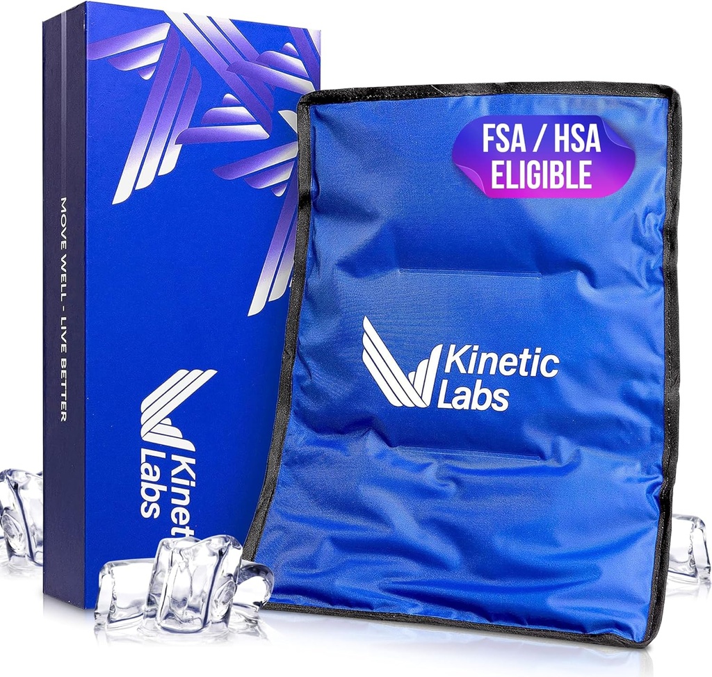 Kinetic Labs Genbrugelig Ice Pack til skader - Stor Ice Pack til Rygsmerter Relief (11x14.5) - Stor Ice Gel Pack til Tilbage, Knee, Skulder, Hip