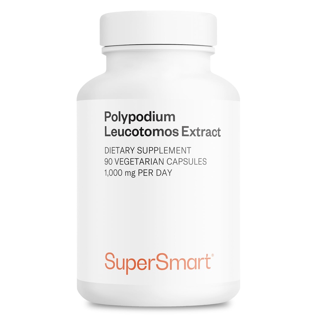 Supersmart - Polypodium Leucotomos Extract 1000 mg per dag (PLE Supplement) - Hudbeskyttelse & Sundhed - Antioxidant Formel - Fern Extract Dex124; Non- GMO & Gluten Free - 90 Vegetariske kapsler