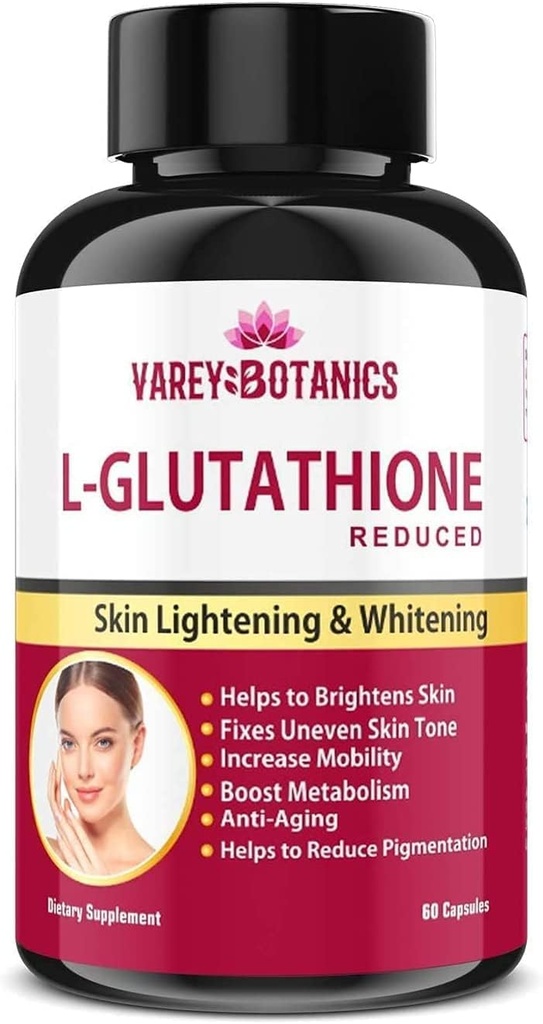 SPEC VAREY BOTANICS L- Glutathion Hudblegning og -belysning Kapsler med vitamin C & E, biotin og grape frø Ekstrakt -1000 mg- for mænd og kvinder - 60 Kapsler