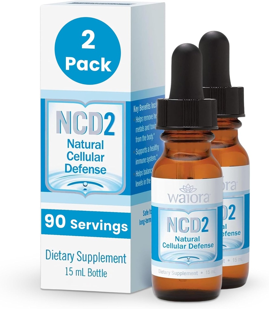 Waiora NCD2 Aktiveret flydende zeolit drops, Mix in Food / Drinks, Natural Body Cleanse & Promote immunsupport, All Natural, pH Balance Zeolit Liquid drops - 2 flasker (0,5 oz. ea.) 180 serv.