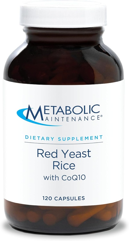 Metabolisk vedligeholdelse Rød Gær Rice med CoQ10 - Giver energi produktion + Kardiovaskulær Health Support - Co Enzyme Q- 10 + Rød Gær Rice Antioxidant Supplement (120 kapsler)