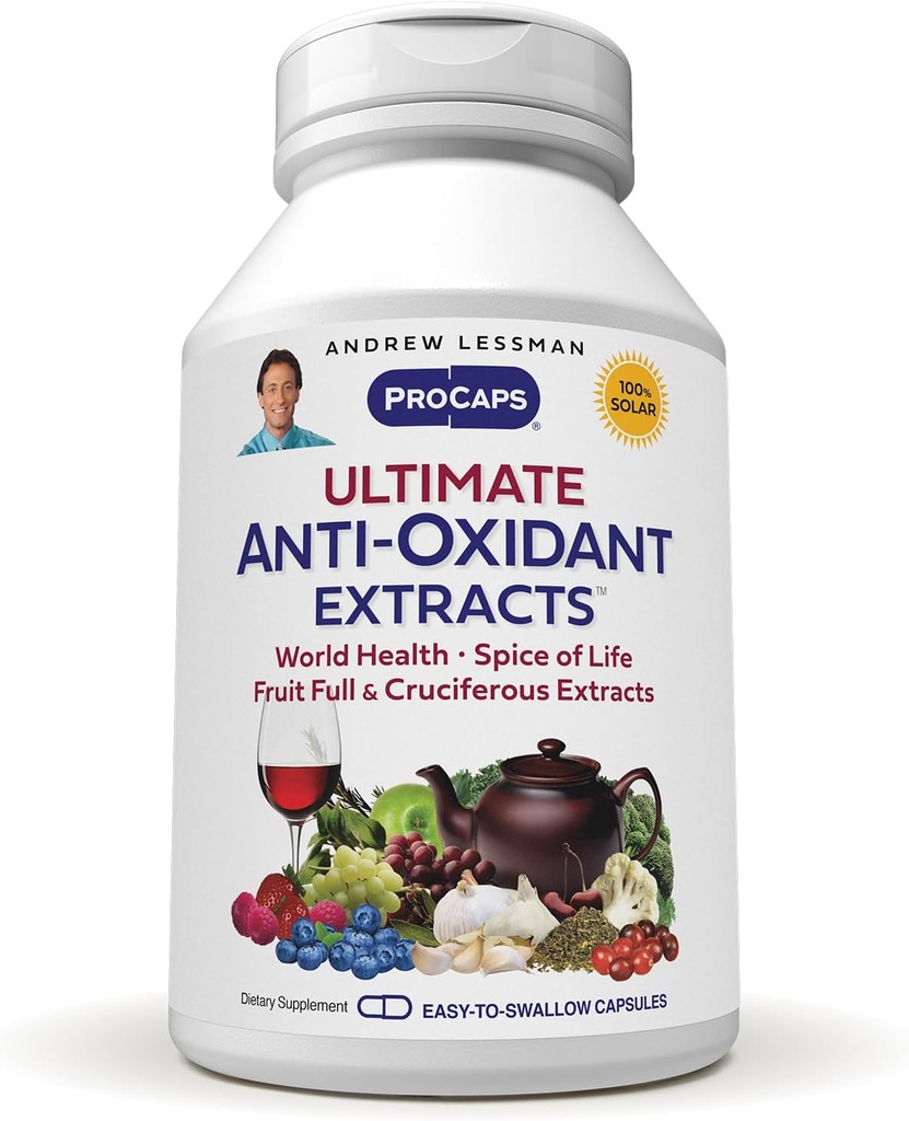 ANDREW LESSMAN Ultimate Antioxidant Extracts 360 Kapsler - Koncentreret Blend of Standardized Extracts. Naturligt Beskyttende Polyphenoler, Berry og Cruciferous Vegetabilske ekstrakter. Ingen tilsætningsstoffer