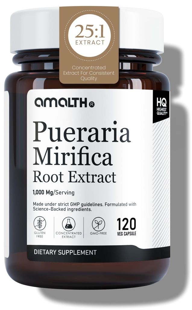 AMALTH Pueraria Mirifica Capsules 1000 mg 120 Capsules Estrogen Supplement for Women, Men and Transgender, Menopause Relief, Female Wellness Support Pills