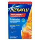Theraflu Max Strength Daytime Flu- medicin til flu- symptomlindring med Acetaminophen og Dextromethorphan HBr, Honey Lemon Flavored - 6 Powder Pakninger