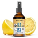 Organic Vitamin D3 5000 IE (Lichen) + K2 120 mcg (Fermented Chickpea), immun, bone & Heart Health med Calcium Absorption 124; Trace Minerals, Lemon & Citrus, Sugar Free, Spray (1 FL OZ, 30 Servere)