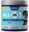 Veteryn All- in 1 Multifunktionel Senior Hund Supplements 124; fordøjelsesenzymer + Glucosamin Chondroitin til Hip og fælles støtte + Vitaminer, Antioxidanter, Prebiotika, Probiotika, og Omegas. 90 Antal