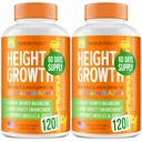 Pakke med 2 Højde Vækst Maximizer - Lavet i USA - Naturlig Højde Stigning Booster & Teen Vitaminer - Pills to Grow Taller på enhver alder - Knoglevæksttillæg for voksne & Børn - 120 kapsler