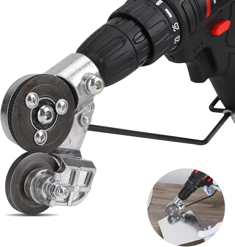 Opgraderet Electric Drill Plate Cutter, New Metal Nibbler Drill Cutter Attachment / Adapter, DIY Metal Drill Attachment, Sheet Metal Knife til skæring af jern, hvid ark, stål, kobber, aluminium