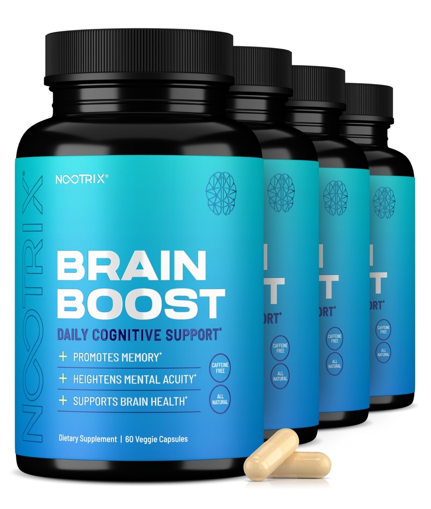 Nootrix Brain Boost Nootrop Supplements Memory, Mental Focus, Cognitive Health & Energy Budd124; Coffeine- Free, Promoes Sund Mood & Brain Function w / Gingko Biloba & DMAE Budding124; 240 Kapsler