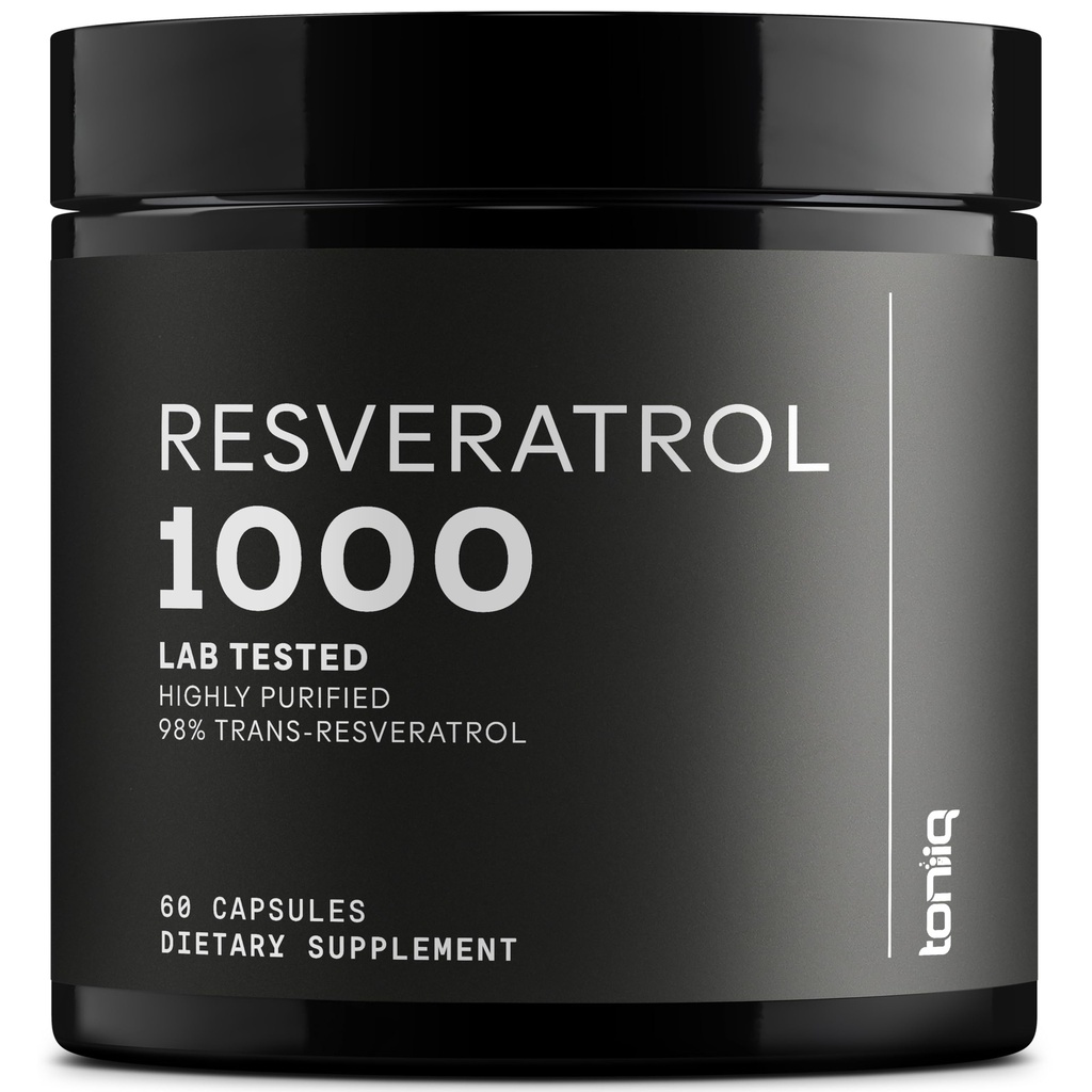 Ultra High Potency Third- Party Testet Trans Resveratrol 1000mg - 98% Pure, Meget Renset og Biotilgængelig - Resveratrol Polygonum Root Extract - 60 kapsler