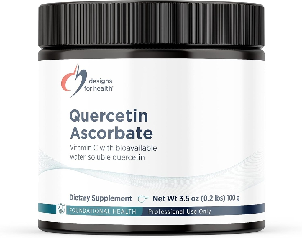 Design til sundhed Quercetin- Ascorbat Powder - 240mg QuerceSOL ™ tillæg - C-vitamin til at hjælpe med at understøtte normal Histaminrespons - Easy Drink Add- in, Vegan (77 Servere / 100g)