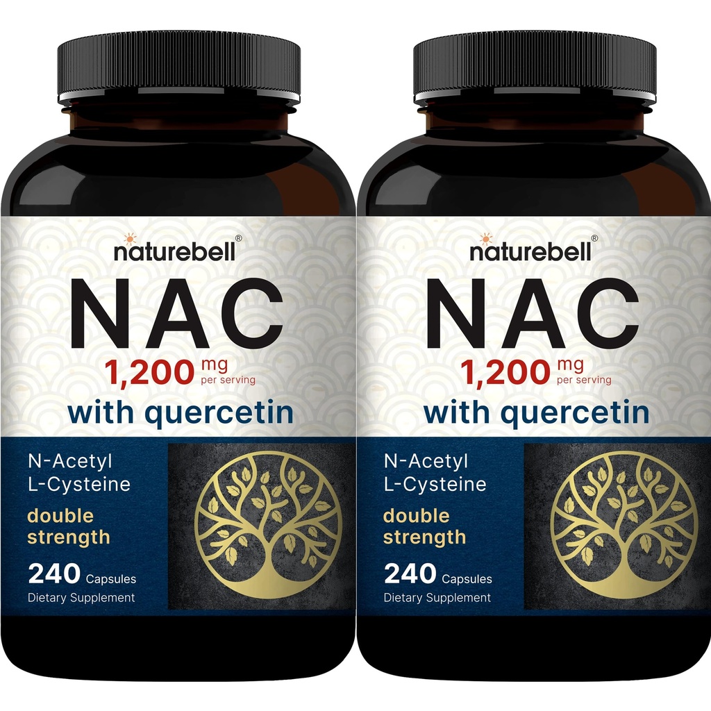 2 Pack NAC supplement (N- Acetyl Cysteine) med Quercetin, 1,200mg Per Serving, 480 Kapselkapsler