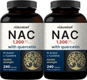 2 Pack NAC supplement (N- Acetyl Cysteine) med Quercetin, 1,200mg Per Serving, 480 Kapselkapsler