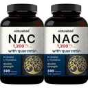 2 Pack NAC supplement (N- Acetyl Cysteine) med Quercetin, 1,200mg Per Serving, 480 Kapselkapsler