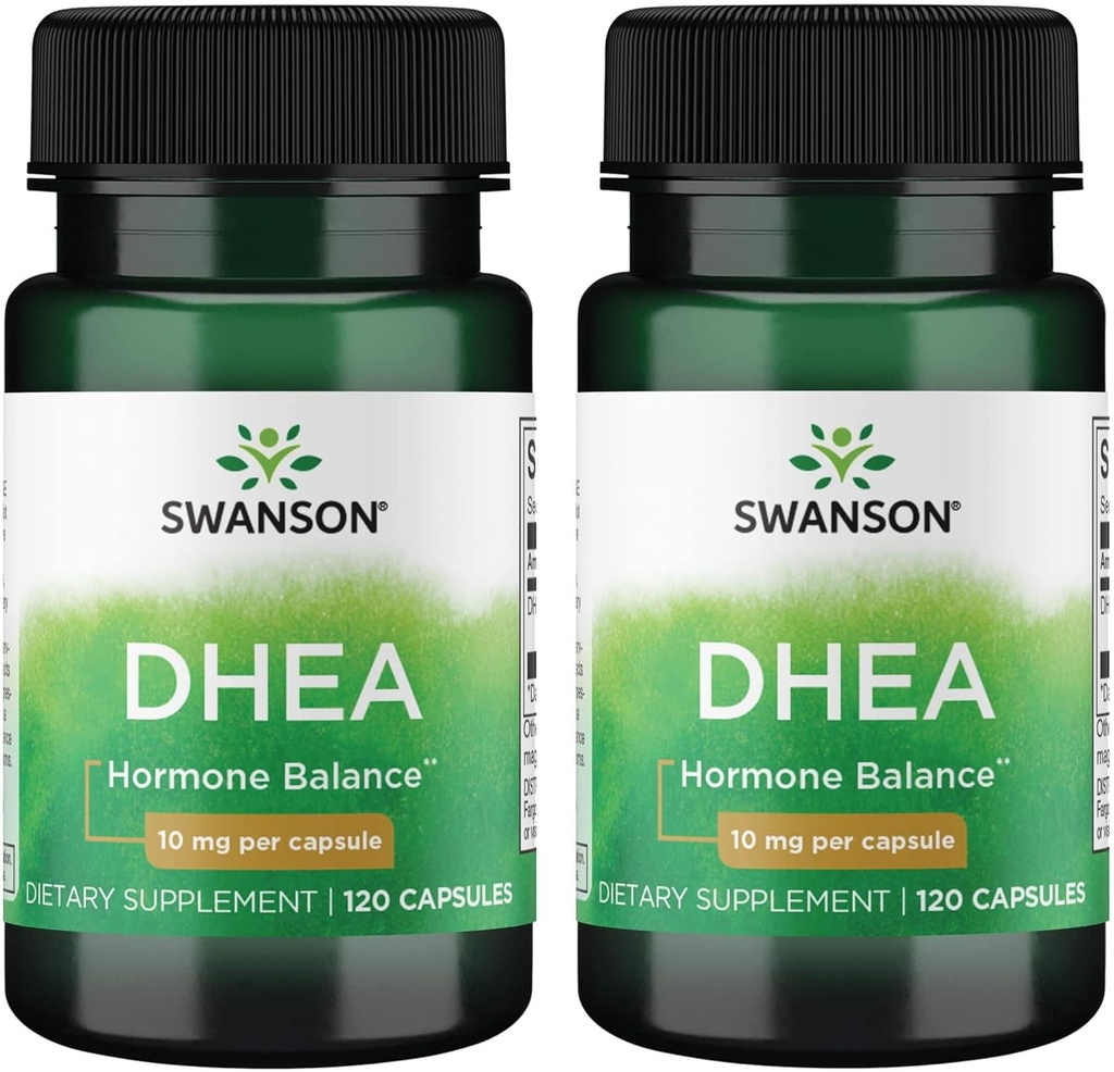 Swanson DHEA - Natural Supplement - Hormonbalance - (120 kapsler, 10 mg hver) 2 pakning