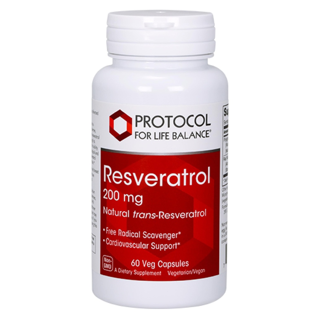 PROTOKOL FOR LIV BALANCE Resveratrol 200 mg - Trans- Resveratrol - med japansk Knotweed & Grape Seed Extract - Vegan & Non- GMO - 60 Veg kapsler