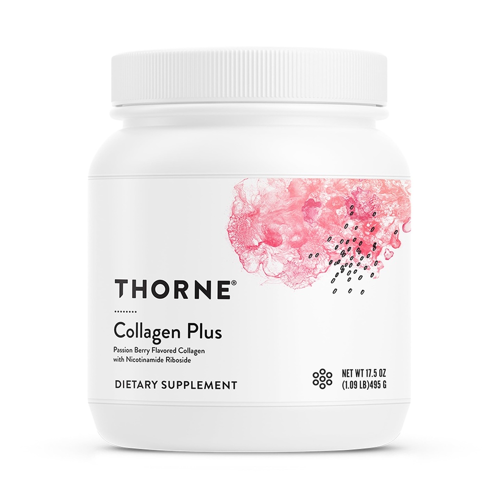 THORNE - Collagen Plus - Collagen Peptider Pulver med Nicotinamid Riboside & Klinisk Studerede Ingredienser til hud tekstur & fugt - Sund hud, hår og negle * - 17,5 Oz - 30 Servering