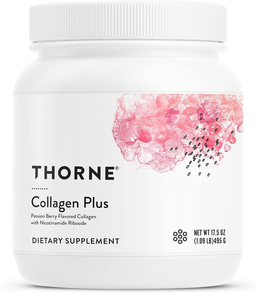 THORNE - Collagen Plus - Collagen Peptider Pulver med Nicotinamid Riboside & Klinisk Studerede Ingredienser til hud tekstur & fugt - Sund hud, hår og negle * - 17,5 Oz - 30 Servering