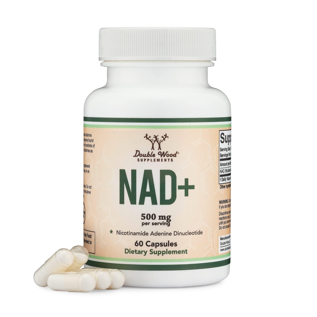 Double Wood Kosttilskud NAD Anti Aging & Cell Regeneration Mead124; 500mg af 95% Pure NAD + Per Serving, 30 Day Supply Mead124; Svarende til Nicotinamid Riboside Mead124; Tredjeparts testet, Vegan Safe, Non- GMO