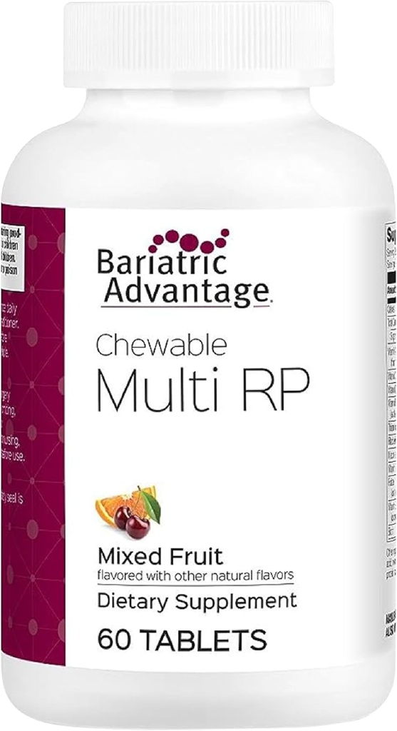 Bariatric Advantage Chewable RP Multivitamin - for Bariatric Surgery Patients - with Iron, Copper, Vitamin C, A, Zinc & More - 100% DV of 18 Nutrients - 60 Count - Mixed Fruit