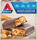 Atkins Caramel Chokolade Peanut Nougat Snack Bar, Protein Snack, Høj i Fiber, 2g Sukker, Keto Friendly, 5 Greve