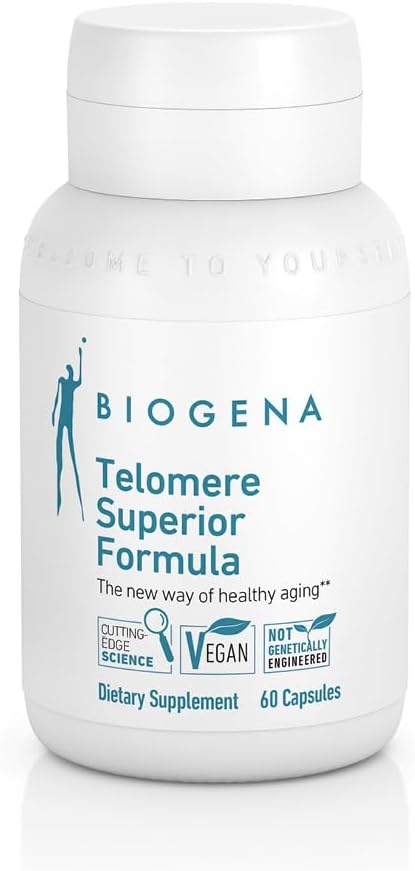Biogena Telomere Superior Formel - sund aldring ved aktivering af sirtuiner til støtte cellulær regeneration - Pure Telomerase Enzyme til Telomere Lengering og support