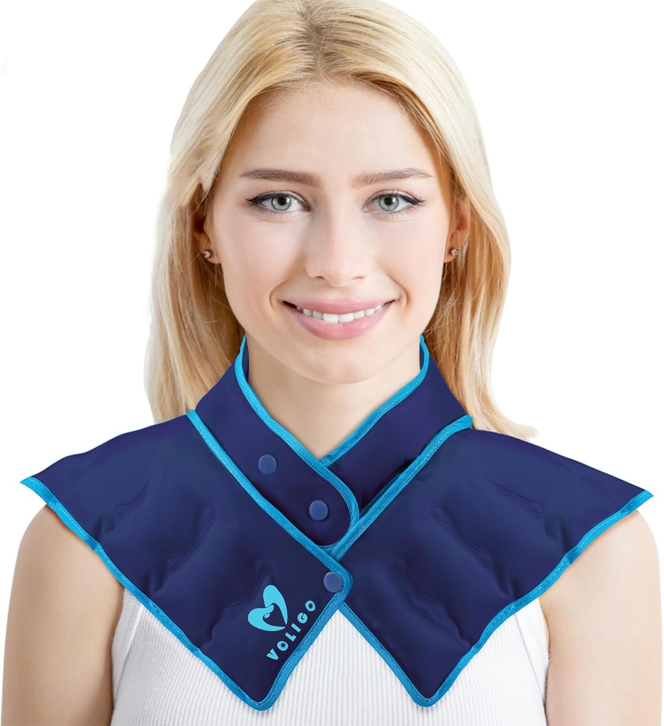 Halsskulder Opvarmning Neck Wrap Mikrobølgeovn opvarmning Pad, varme og fugtigt tilbage smerte Relief Hot Compress, Justerbar Mikrobølgeovn Hals Heater (NSF- blå)