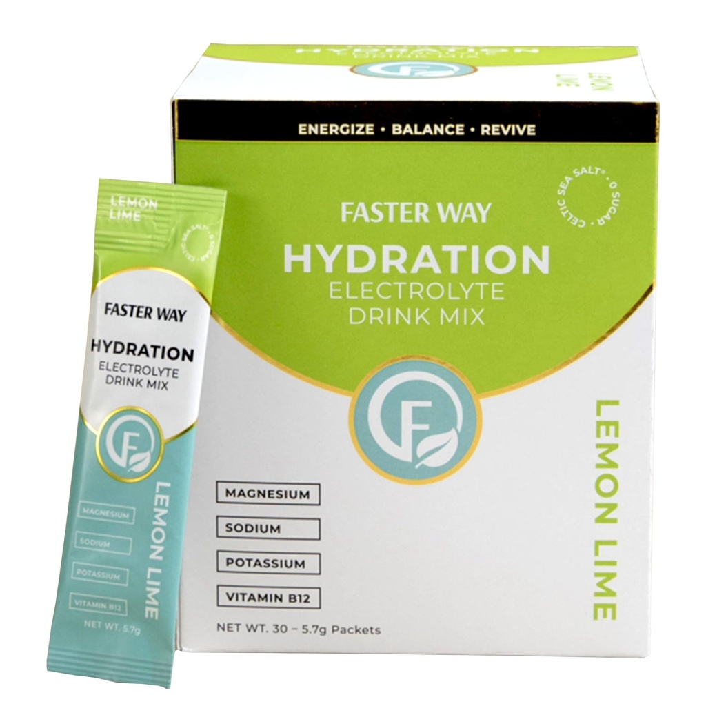 Hurtigere måde - Hydration - Elektrolyte Drink Mix - Med Apple Cider Vinagre, Cholin, Probiotika & Natural B Vitaminer - Energize & Revive - Powder Packets - Zero Sugars -Gluten Free -Lemon Lime -30 Pack