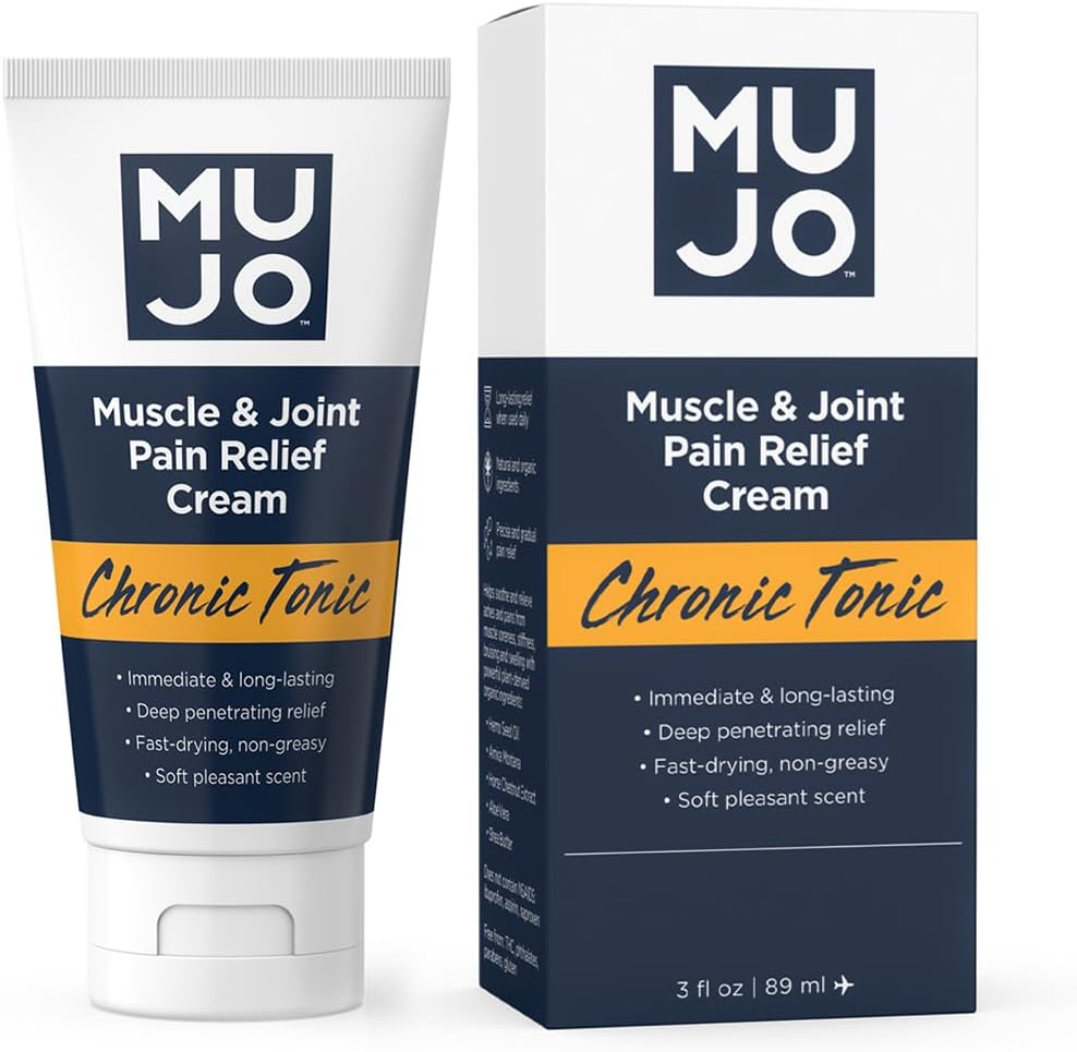 MUJO Kronisk Tonic Muscle & fælles smerte Relief Cream - Fastvirkende, Long- risting Organic Ingredients - Deep Penetration for Gigt / Sprains - 3 fl oz