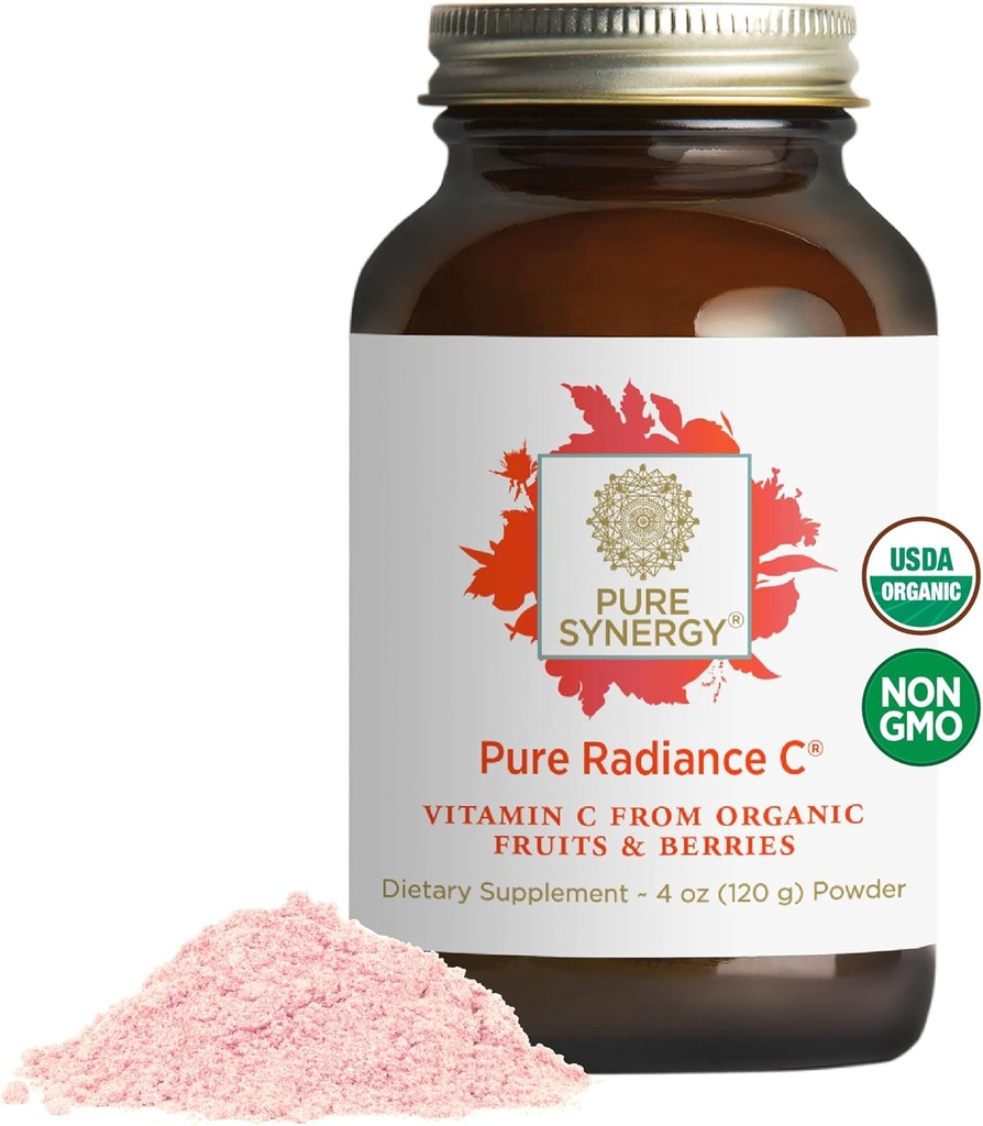 Pure Synergy Pure Radiance C Note 124; Organic Vitamin C Powder # 124; 100% Natural, Whole Food, Non- GMO supplement med Camu Camu Extract # 124; for immun- og kollagen Support (4 oz Powder)