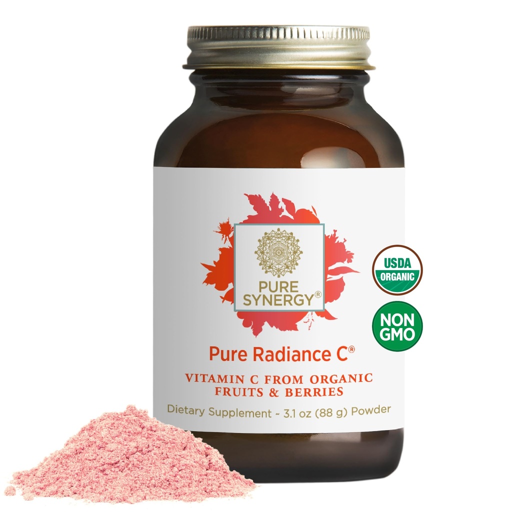 Pure Synergy Pure Radiance C Note 124; Organic Vitamin C Powder # 124; 100% Natural, Whole Food, Non- GMO supplement med Camu Camu Extract # 124; for immun- og kollagen Support (4 oz Powder)