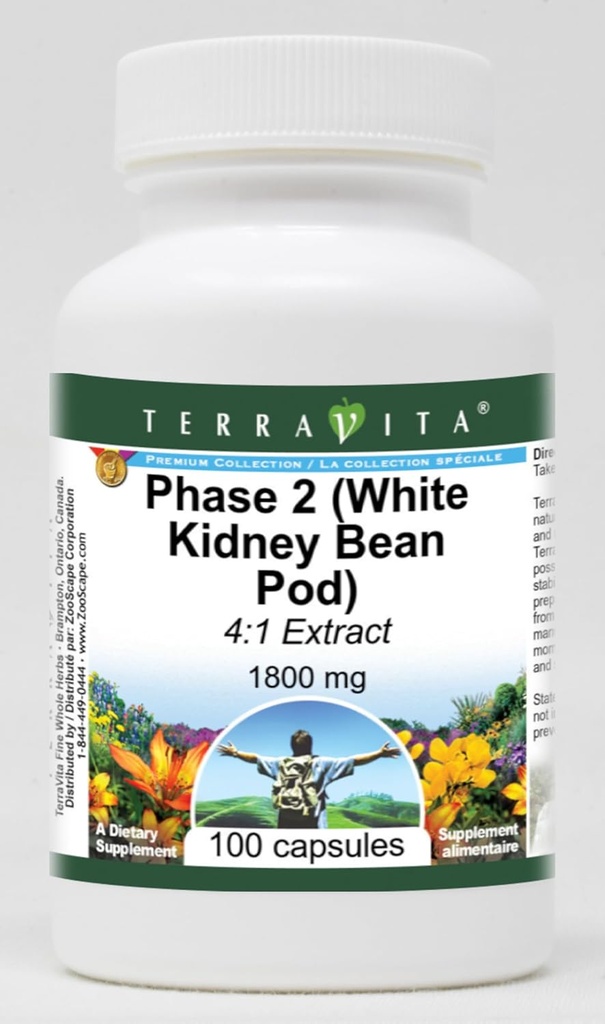 Fase 2 (White Nyre Bean Pod 4: 1 Extract) - 1800 mg (100 kapsler, ZIN: 512860) - 3 pakning