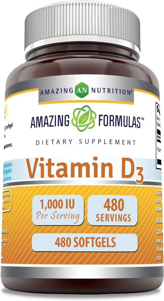 Amazing Formulas Vitamin D3 1000 IE Softgels Supplement Note 124; Non- GMO Note 124; Gluten Free