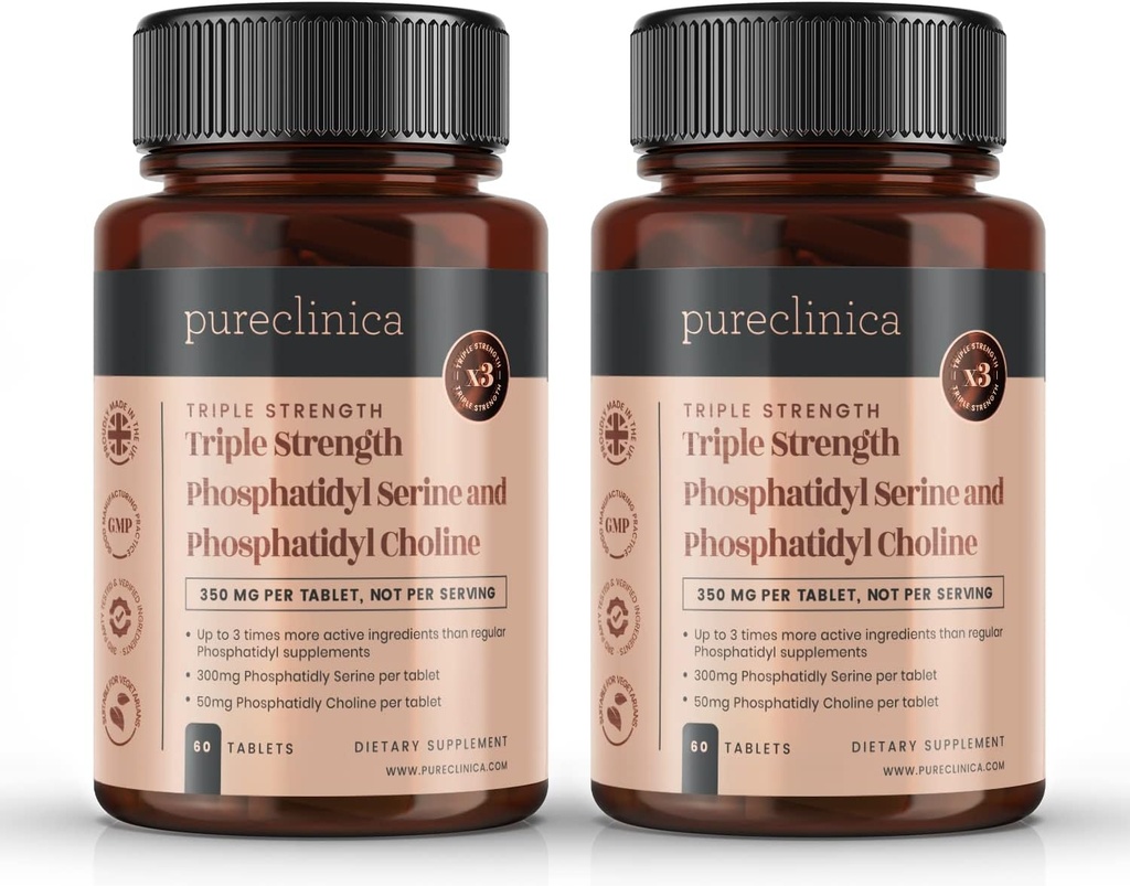 Triple Strength Phosphatylyl Serine og Phosphatidylcholin x 120 tabletter (2 flasker à 60 tabletter)