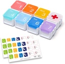Medicin Organizer, DIY Travel Weekly Pill Organizer sag, Daily Pill Box / Container 7 dag, Pill Dispenser / Container for Vitamin / Fish Oil (1 gang en dag, Rainbow)