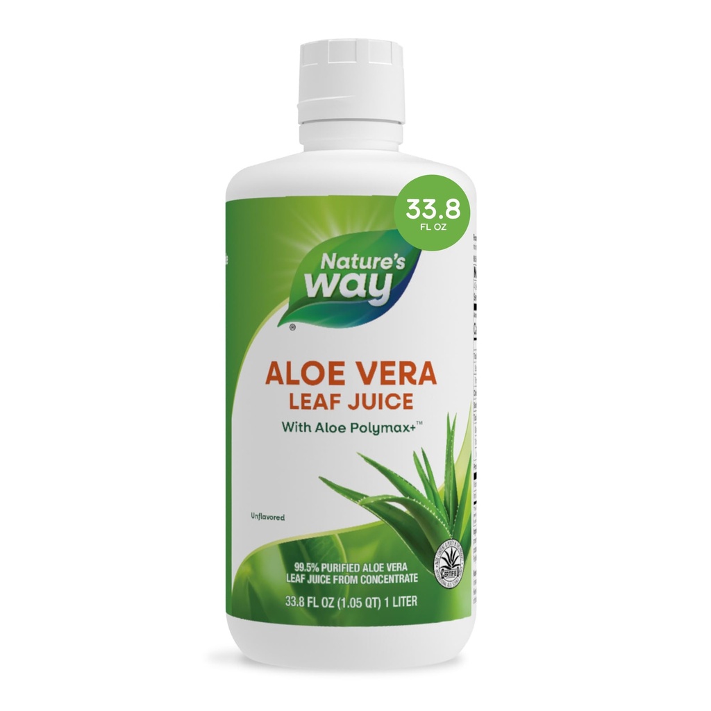 Nature 's Way Aloe Vera Leaf Juice med Polymax +, 99,5% Renset Aloe Vera Leaf Juice fra Koncentrat, Unflavored, 33,8 Fl Oz