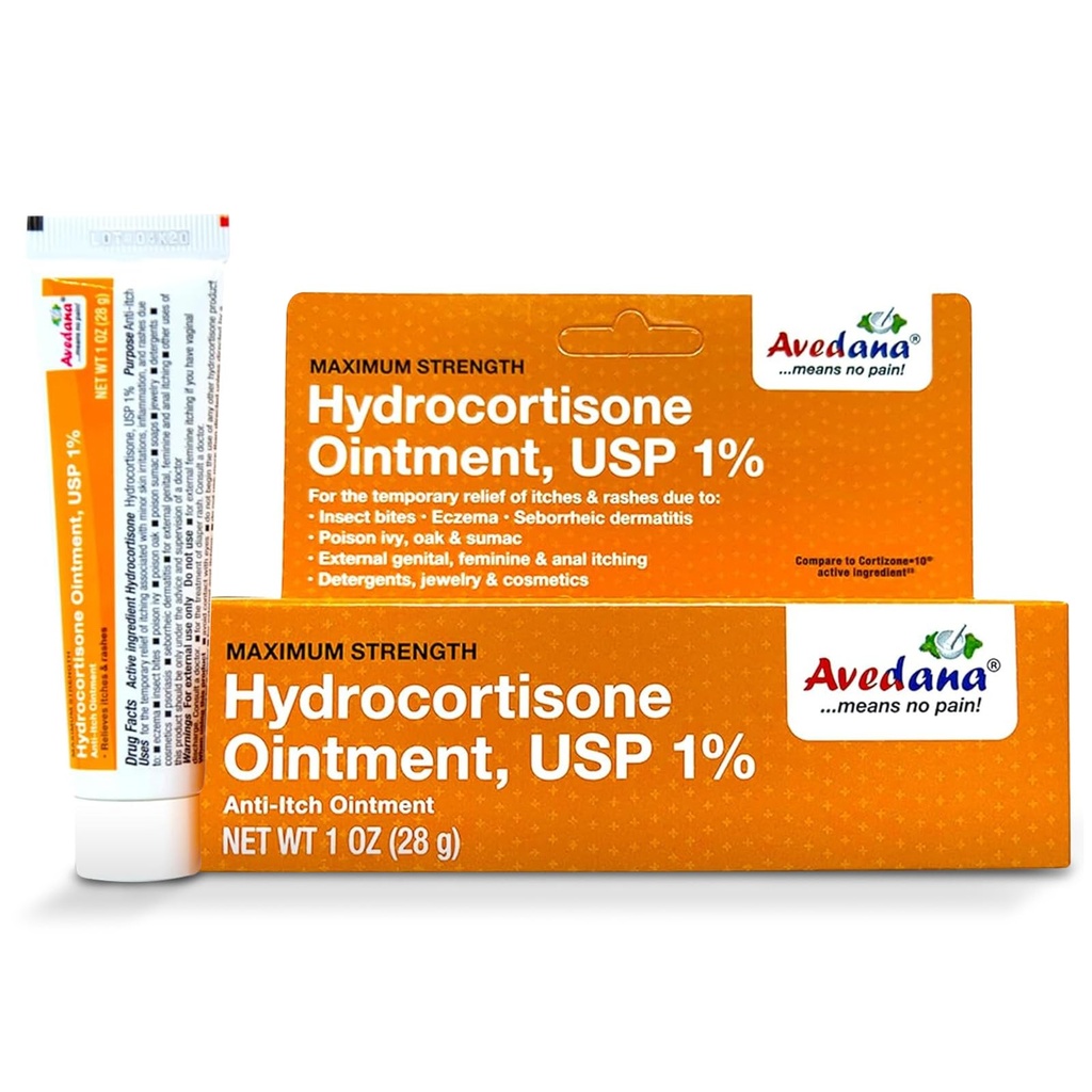Hydrocortison Salve Note 124; 1oz Hydrocortison Salve med 1 Procent USP - Maksimal styrke Kortison Salve