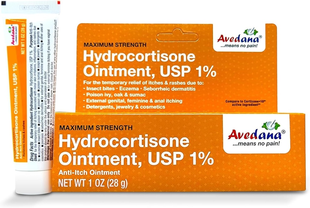 Hydrocortison Salve Note 124; 1oz Hydrocortison Salve med 1 Procent USP - Maksimal styrke Kortison Salve